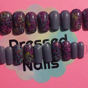 Purple Short Square Distressed Animal Print